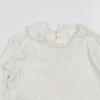 NEXT Girls White  Cotton Basic T-Shirt Size 18-24 Months Round Neck