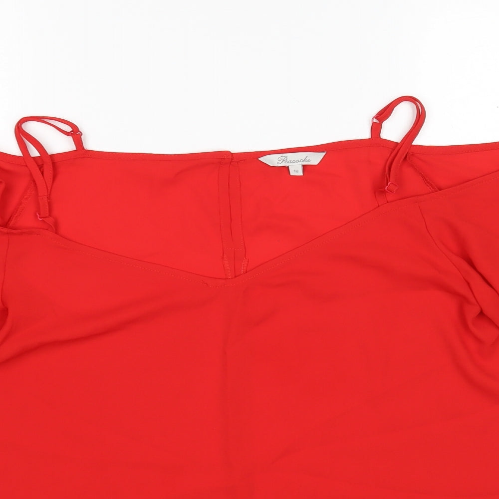 Womens UK Size 16 Peacocks Red Basic Blouse