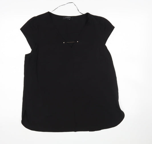 Atmosphere  Womens Black  Polyester Basic Blouse Size 14 V-Neck