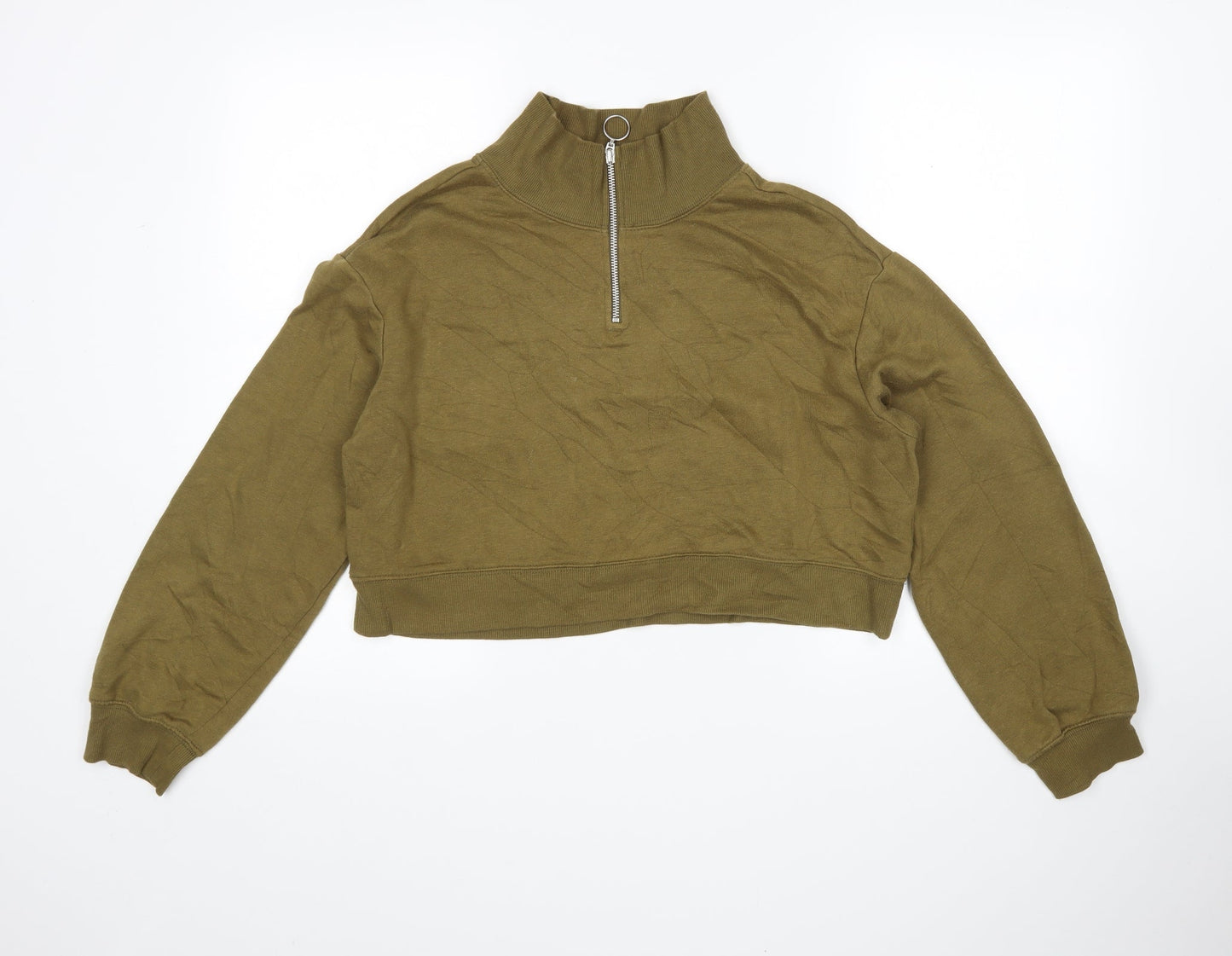 H&M Womens Green  Cotton Pullover Sweatshirt Size S