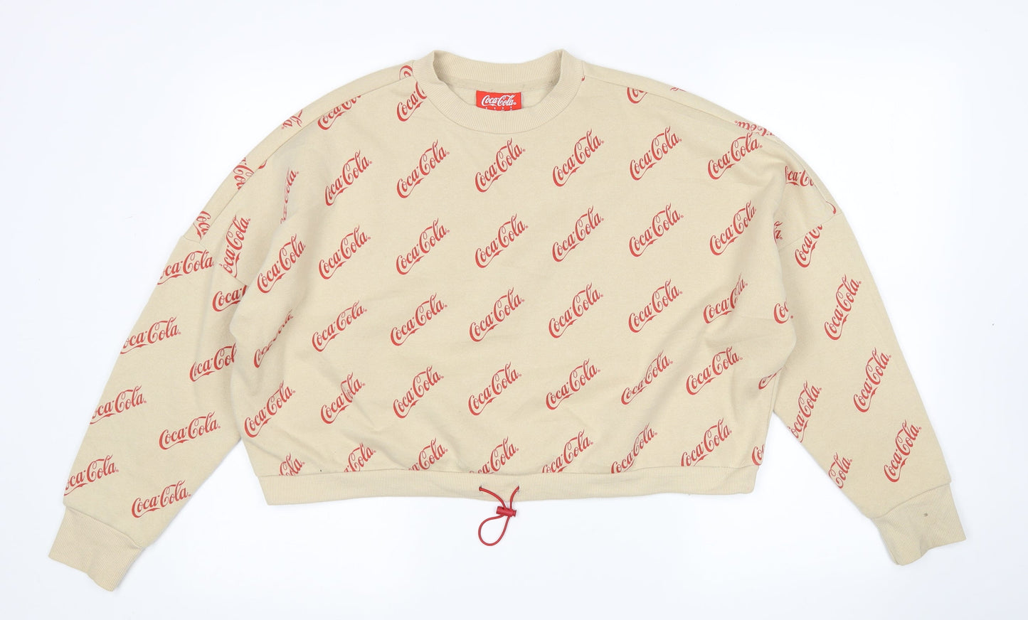 Primark Womens Beige  Polyester Pullover  Size S Round Neck  - Coca cola
