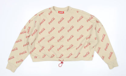 Primark Womens Beige  Polyester Pullover  Size S Round Neck  - Coca cola