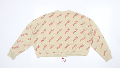 Primark Womens Beige  Polyester Pullover  Size S Round Neck  - Coca cola