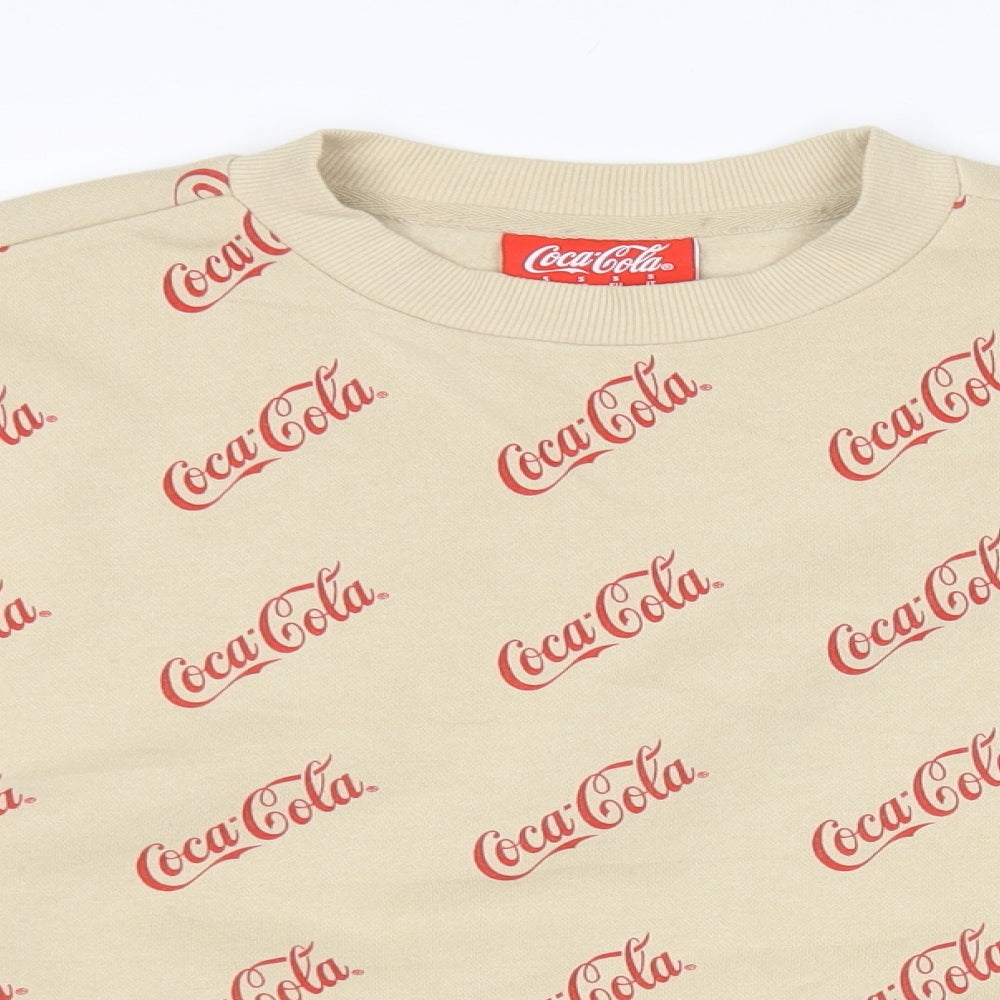 Primark Womens Beige  Polyester Pullover  Size S Round Neck  - Coca cola