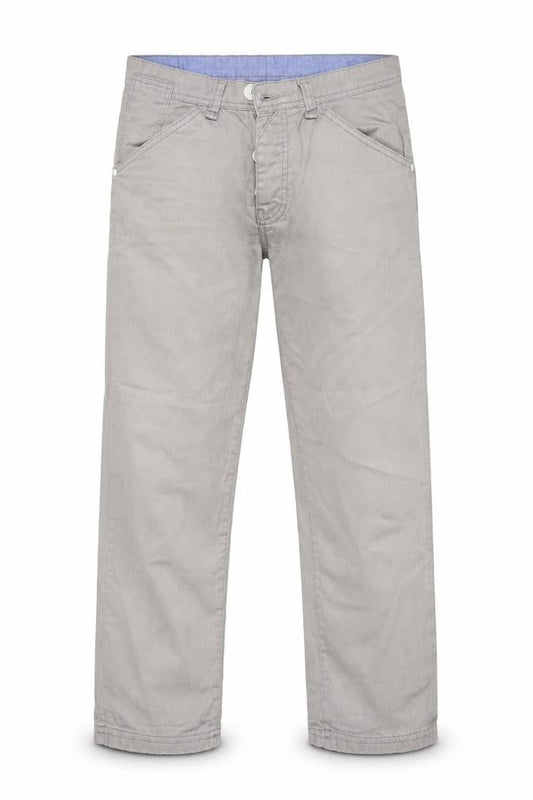 Front view of Fabric men’s grey cotton jeans, size 30, 21-inch leg regular