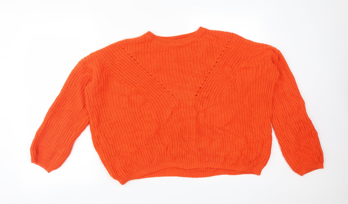 Peacocks Womens Orange  Acrylic Pullover Sweatshirt Size L