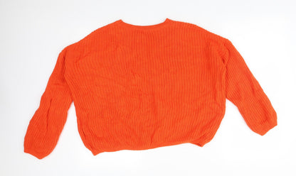 Peacocks Womens Orange  Acrylic Pullover Sweatshirt Size L