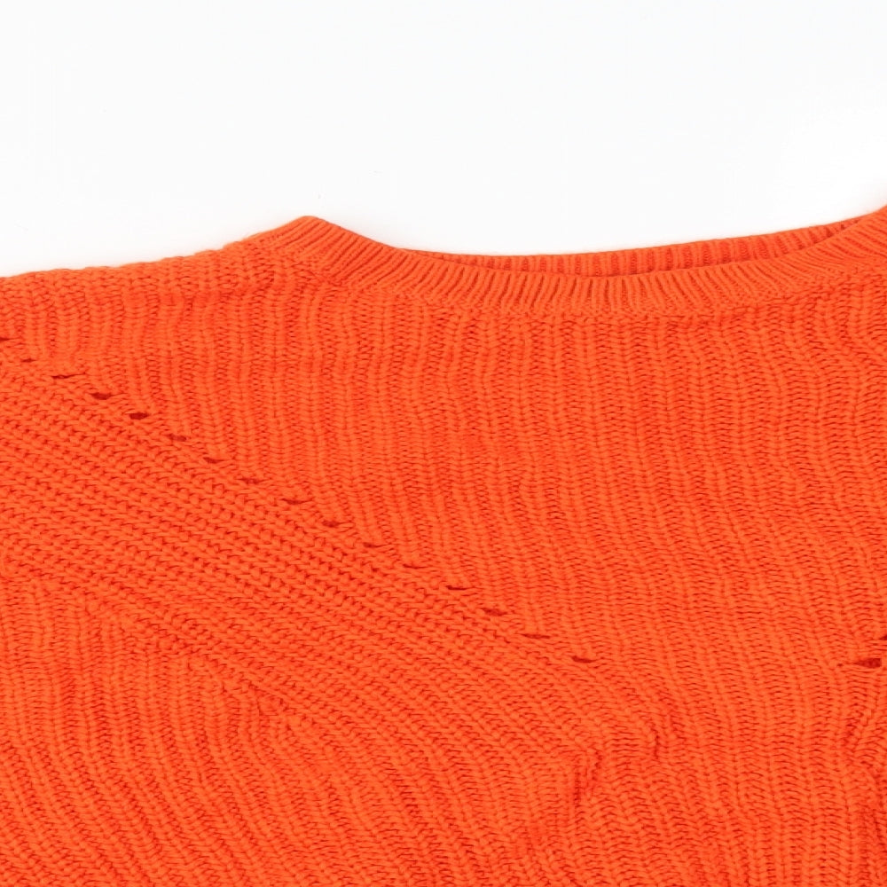 Peacocks Womens Orange  Acrylic Pullover Sweatshirt Size L
