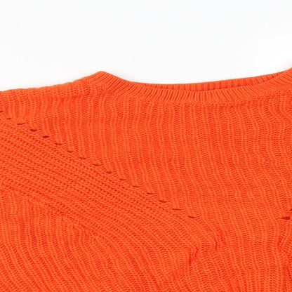 Peacocks Womens Orange  Acrylic Pullover Sweatshirt Size L