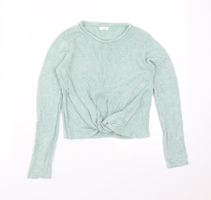 NEXT Girls Green  Viscose Basic T-Shirt Size 7 Years Round Neck