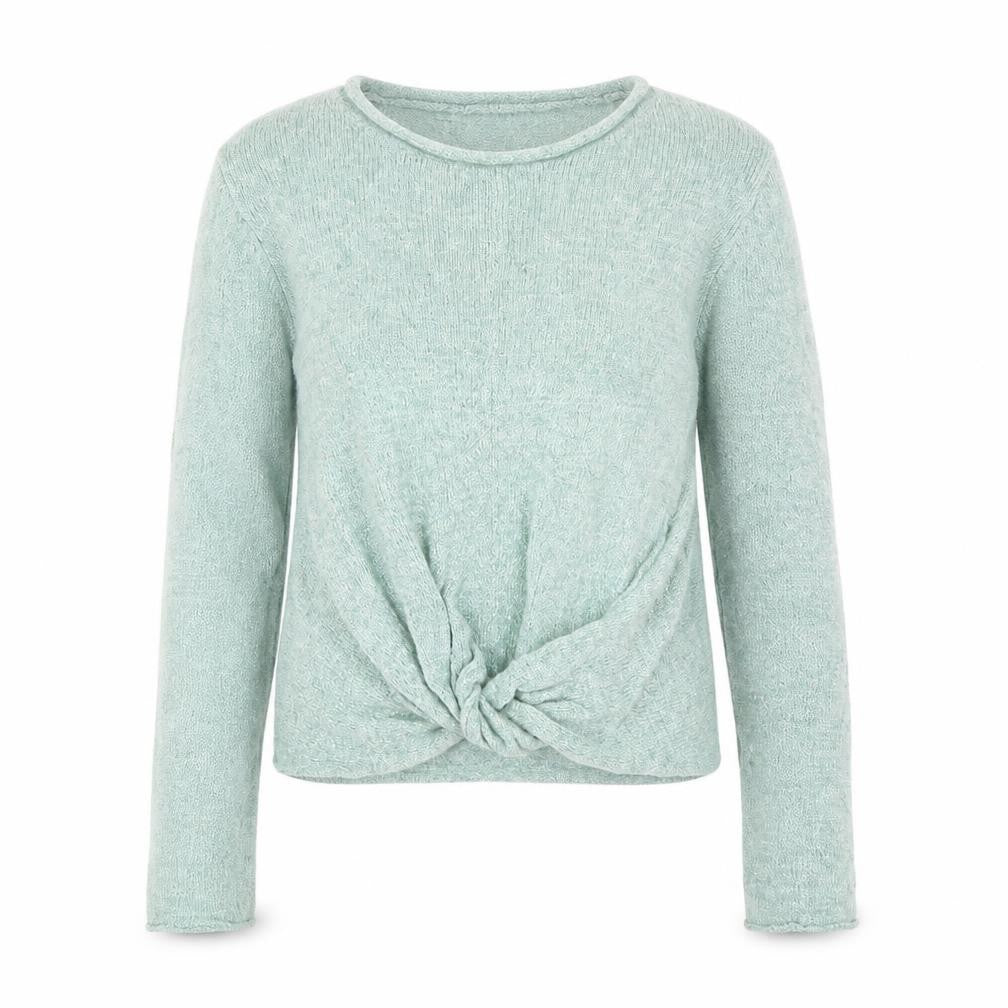 Front view of Next girls’ green viscose basic t-shirt, size 7, years round neck