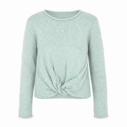 Front view of Next girls’ green viscose basic t-shirt, size 7, years round neck