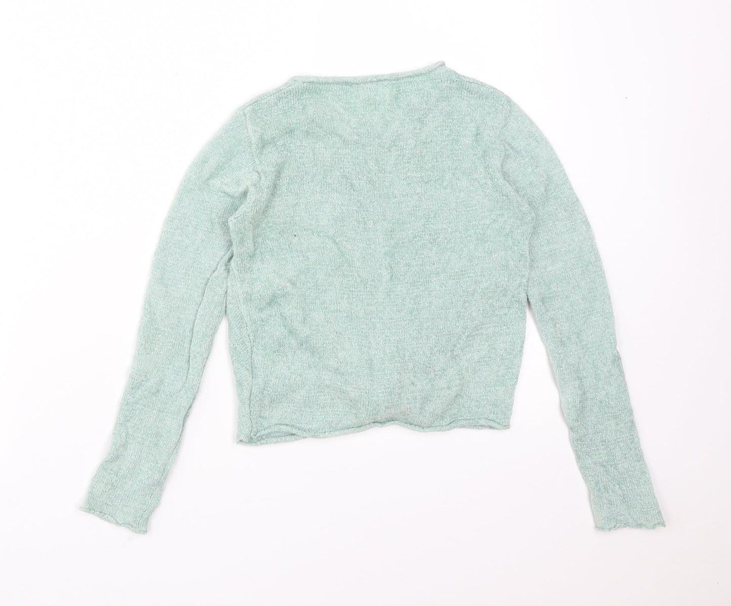NEXT Girls Green  Viscose Basic T-Shirt Size 7 Years Round Neck