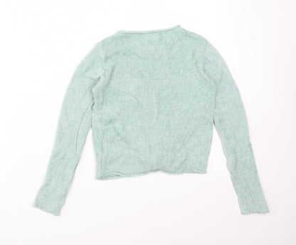 NEXT Girls Green  Viscose Basic T-Shirt Size 7 Years Round Neck