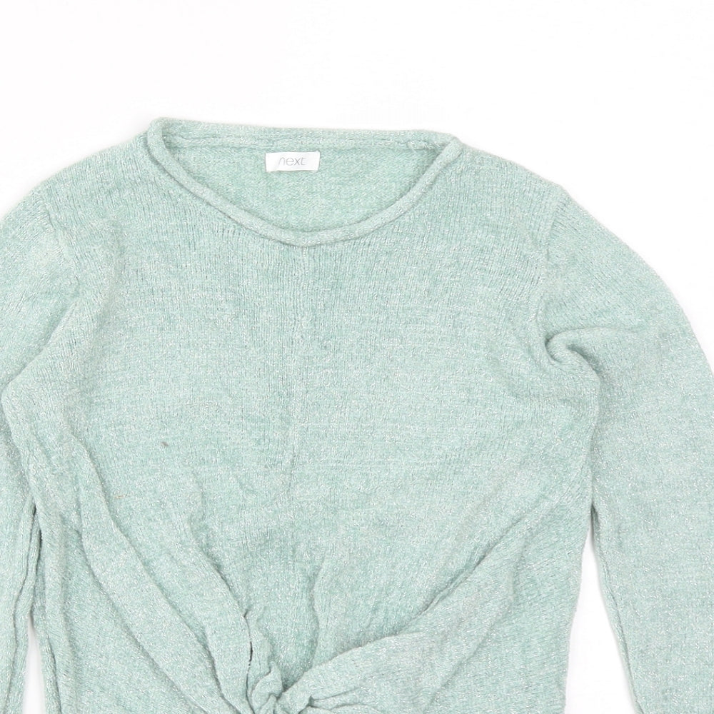 NEXT Girls Green  Viscose Basic T-Shirt Size 7 Years Round Neck