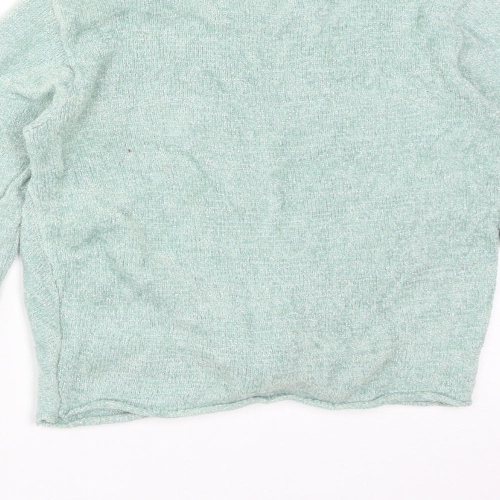 NEXT Girls Green  Viscose Basic T-Shirt Size 7 Years Round Neck