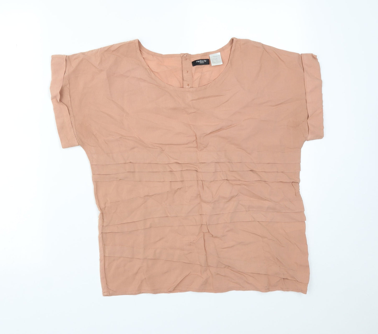 REDOUTE Womens Orange Striped Viscose Basic T-Shirt Size 10 Round Neck