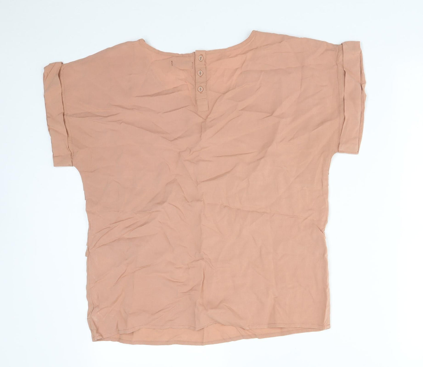 REDOUTE Womens Orange Striped Viscose Basic T-Shirt Size 10 Round Neck
