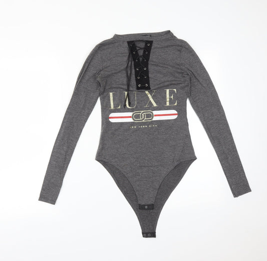 Select Womens Grey  Viscose Bodysuit One-Piece Size 8   - LUXE NEW YORK CITY