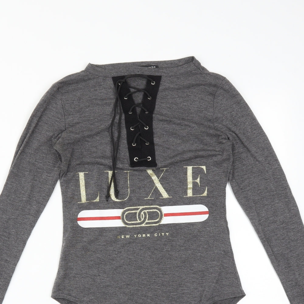 Select Womens Grey  Viscose Bodysuit One-Piece Size 8   - LUXE NEW YORK CITY