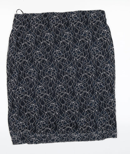 Lavitta Womens Blue Floral Nylon A-Line Skirt Size 16