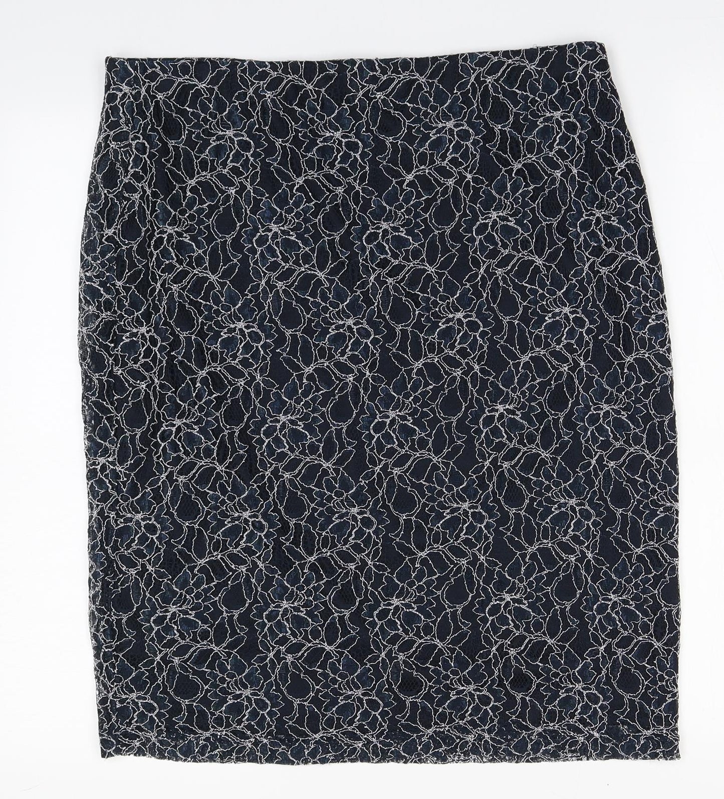Lavitta Womens Blue Floral Nylon A-Line Skirt Size 16