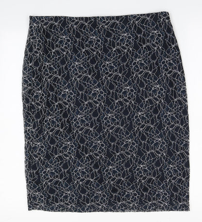 Lavitta Womens Blue Floral Nylon A-Line Skirt Size 16