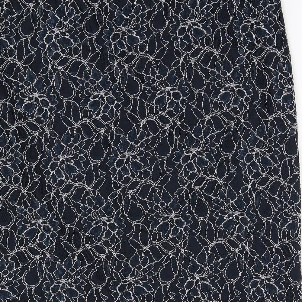 Lavitta Womens Blue Floral Nylon A-Line Skirt Size 16