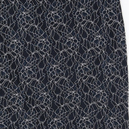 Lavitta Womens Blue Floral Nylon A-Line Skirt Size 16