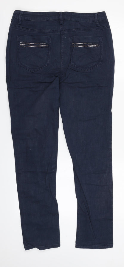 Savoir Womens Blue  Cotton Straight Jeans Size 12 L28 in Regular