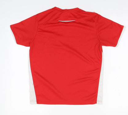 Preworn Boys Red  Polyester Basic T-Shirt  Round Neck  - Football