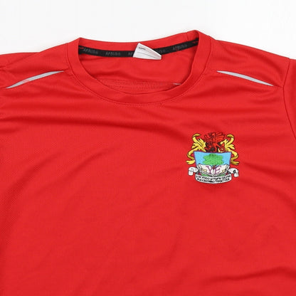 Preworn Boys Red  Polyester Basic T-Shirt  Round Neck  - Football