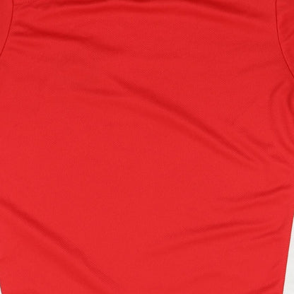 Preworn Boys Red  Polyester Basic T-Shirt  Round Neck  - Football