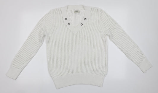 Womens UK Size M Papaya White Pullover Jumper