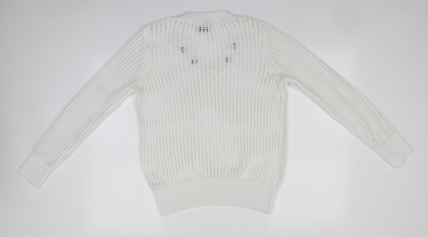 Womens UK Size M Papaya White Pullover Jumper