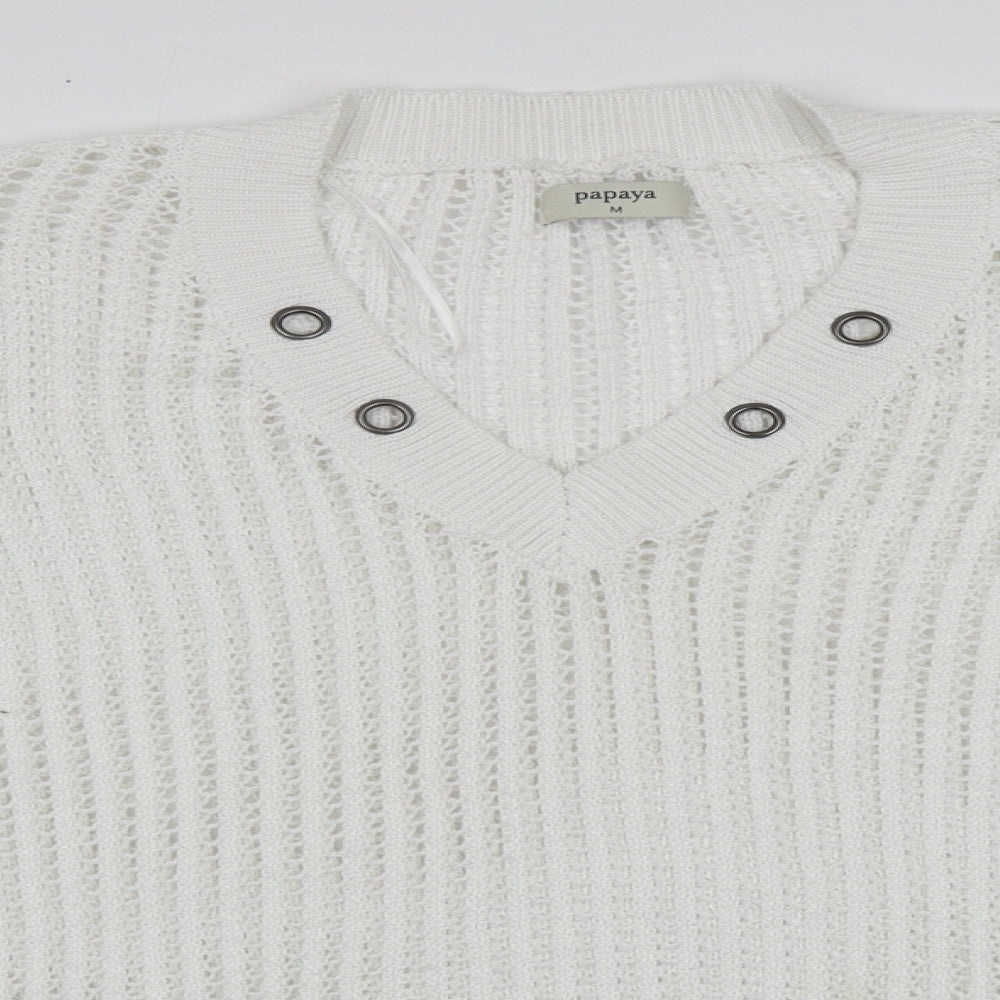 Womens UK Size M Papaya White Pullover Jumper