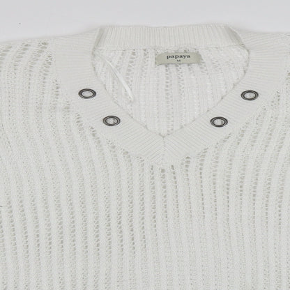 Womens UK Size M Papaya White Pullover Jumper