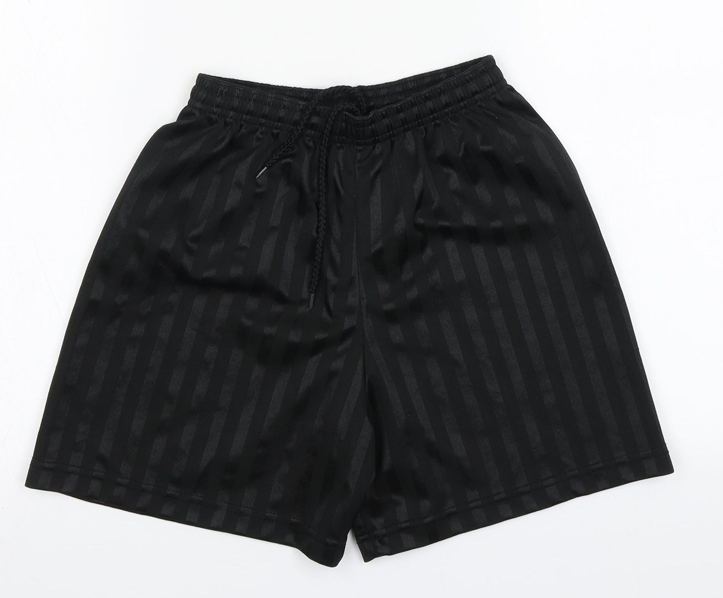 Precision Boys Black Striped Polyester Utility Shorts   Regular
