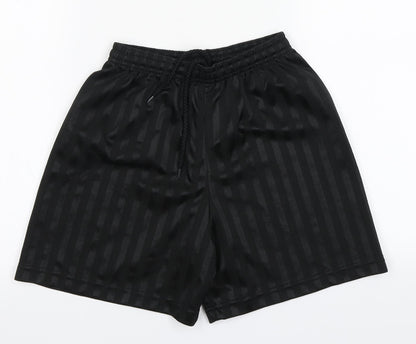 Precision Boys Black Striped Polyester Utility Shorts   Regular