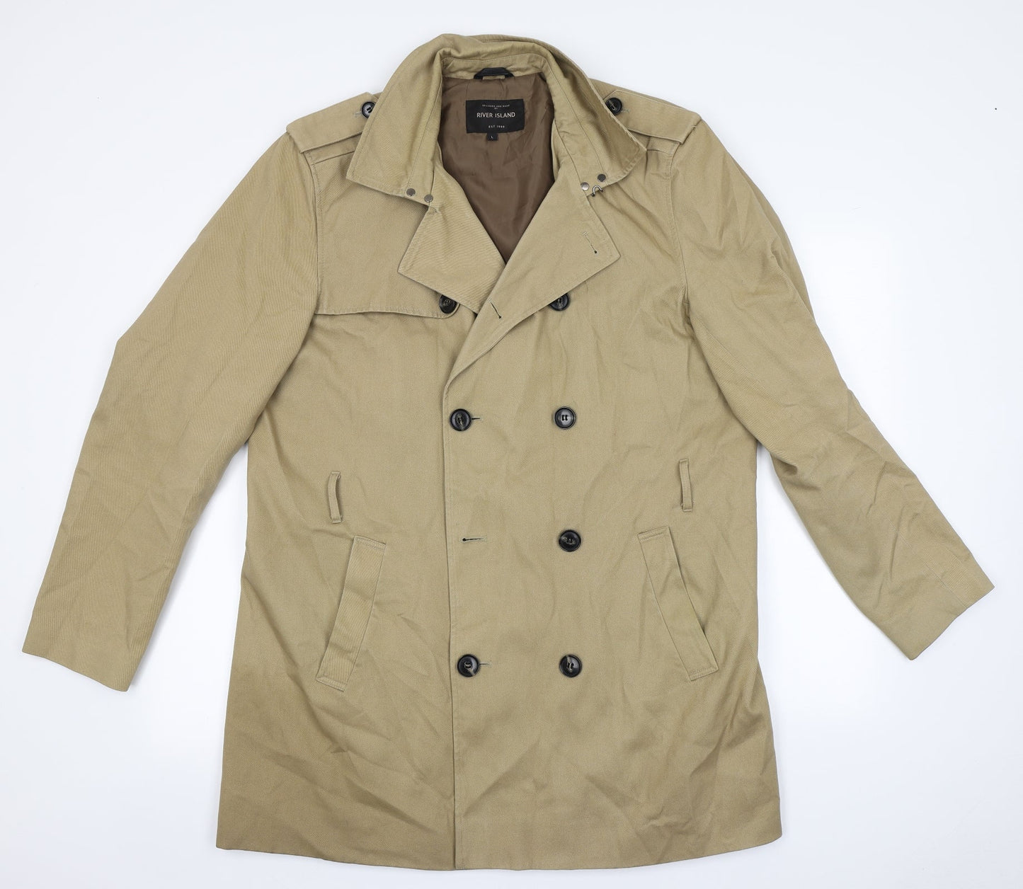 Womens UK Size L River Island Brown Overcoat