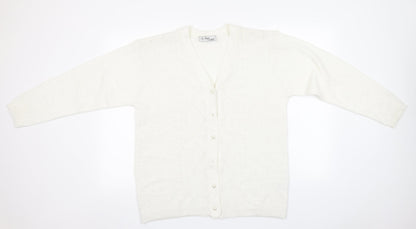 Womens UK Size M Preworn White Cardigan Jumper