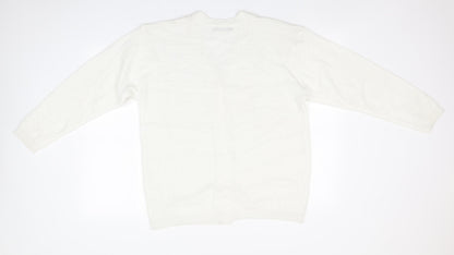 Womens UK Size M Preworn White Cardigan Jumper