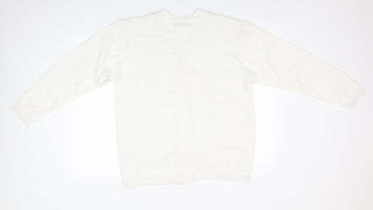 Womens UK Size M Preworn White Cardigan Jumper