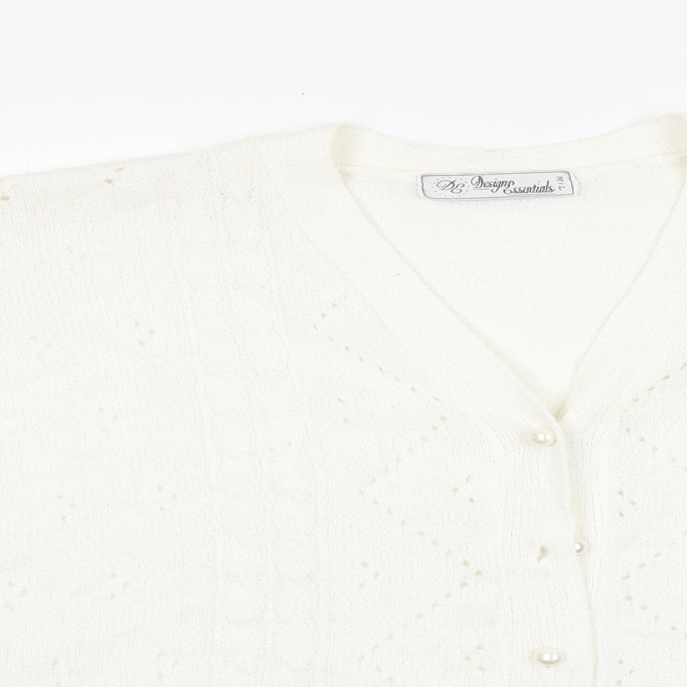 Womens UK Size M Preworn White Cardigan Jumper
