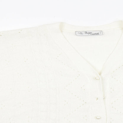 Womens UK Size M Preworn White Cardigan Jumper