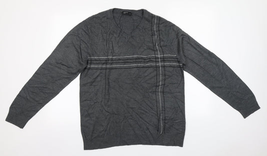 Cedar Wood State Mens Grey Round Neck  Acrylic Pullover Jumper Size M