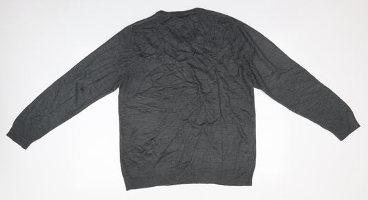 Cedar Wood State Mens Grey Round Neck  Acrylic Pullover Jumper Size M