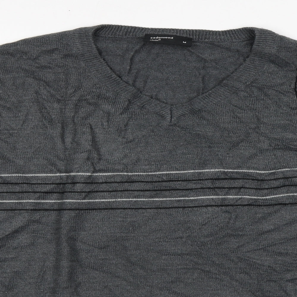 Cedar Wood State Mens Grey Round Neck  Acrylic Pullover Jumper Size M