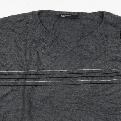 Cedar Wood State Mens Grey Round Neck  Acrylic Pullover Jumper Size M