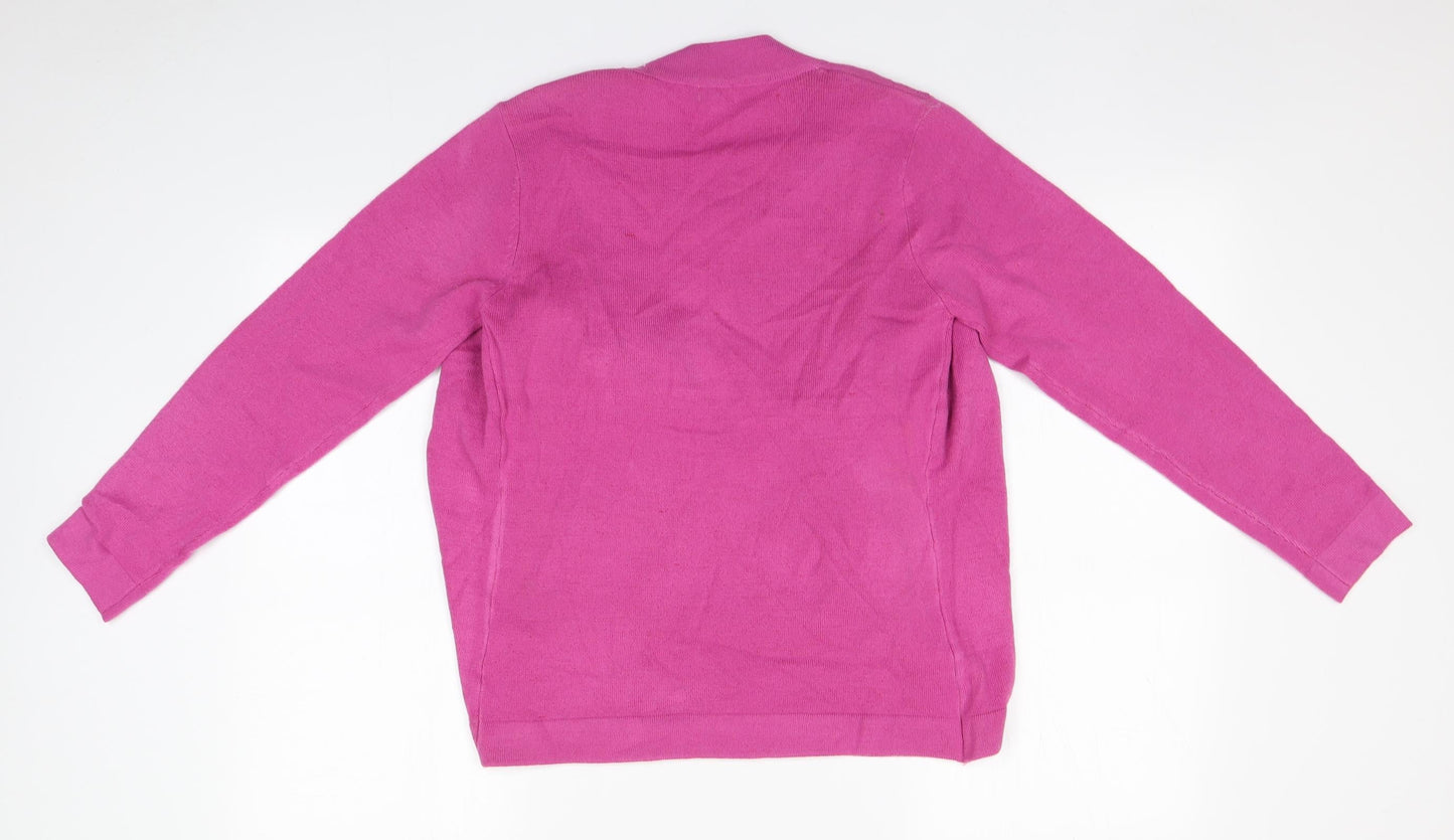 FILAT! Womens Pink Round Neck  Acrylic Pullover Jumper Size S